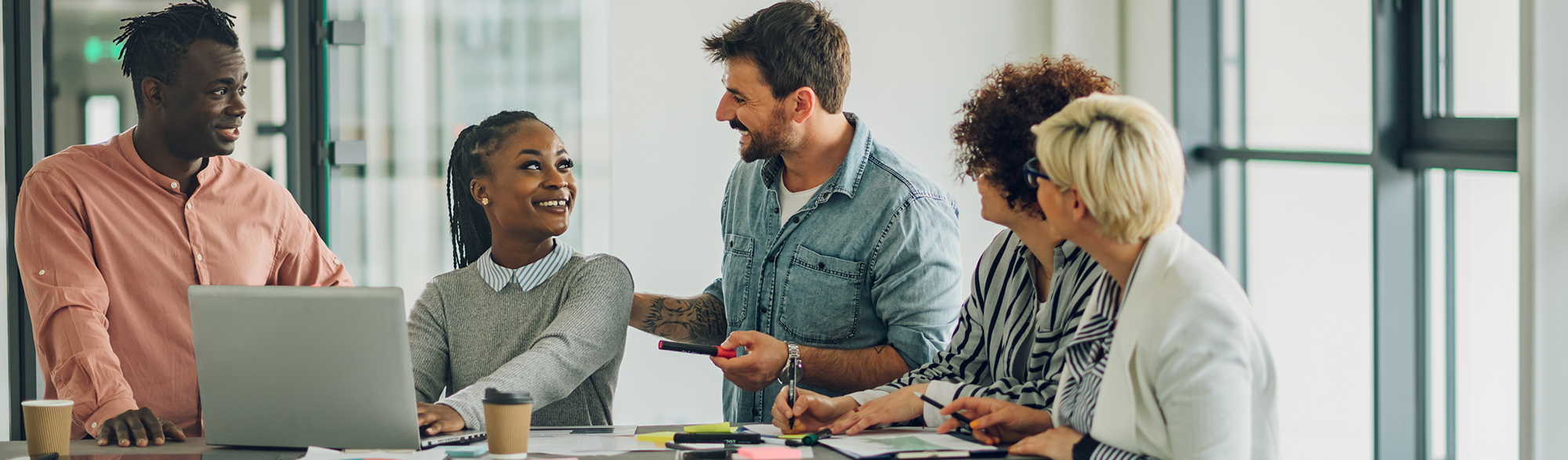 Group of mature students in discussion