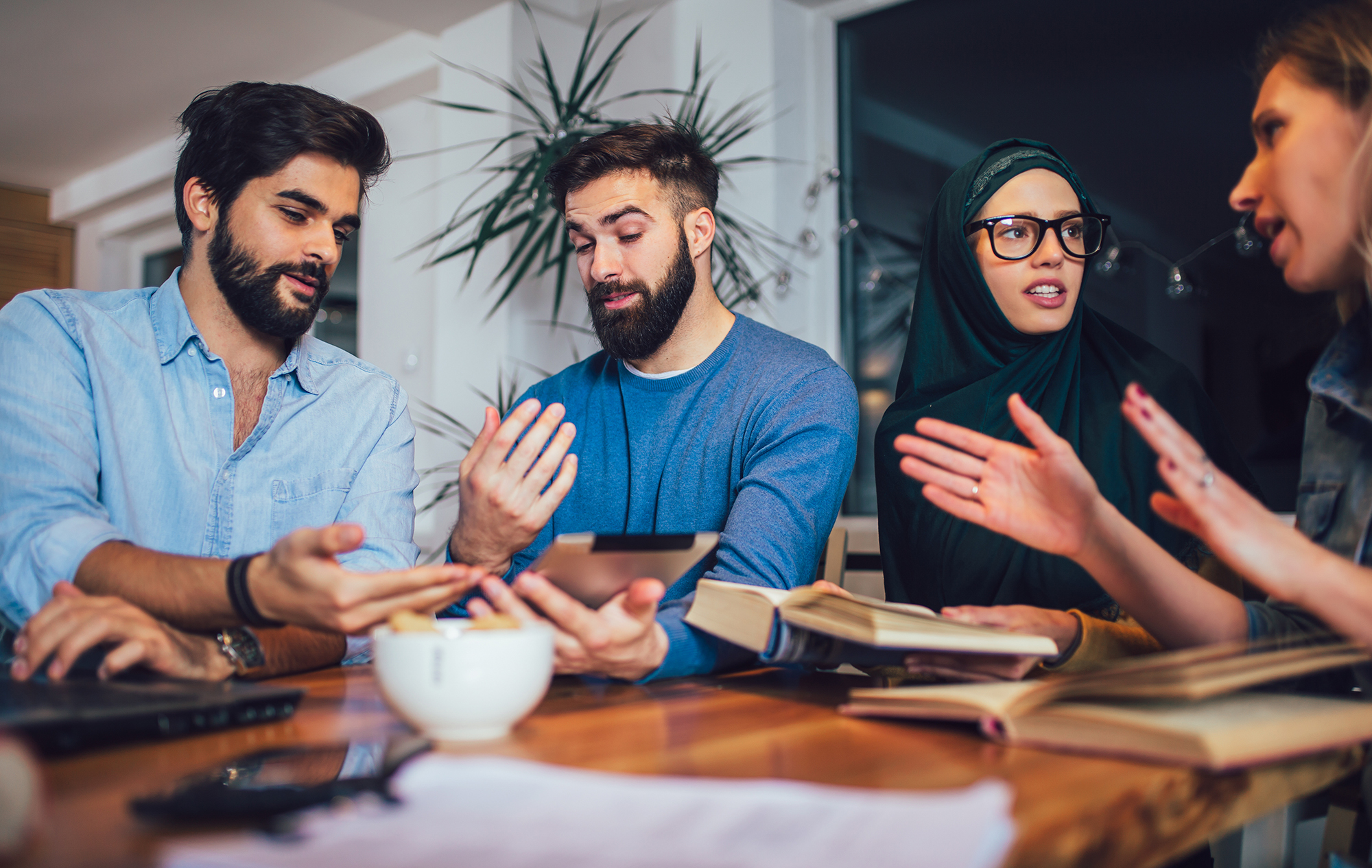 International students in conversation
