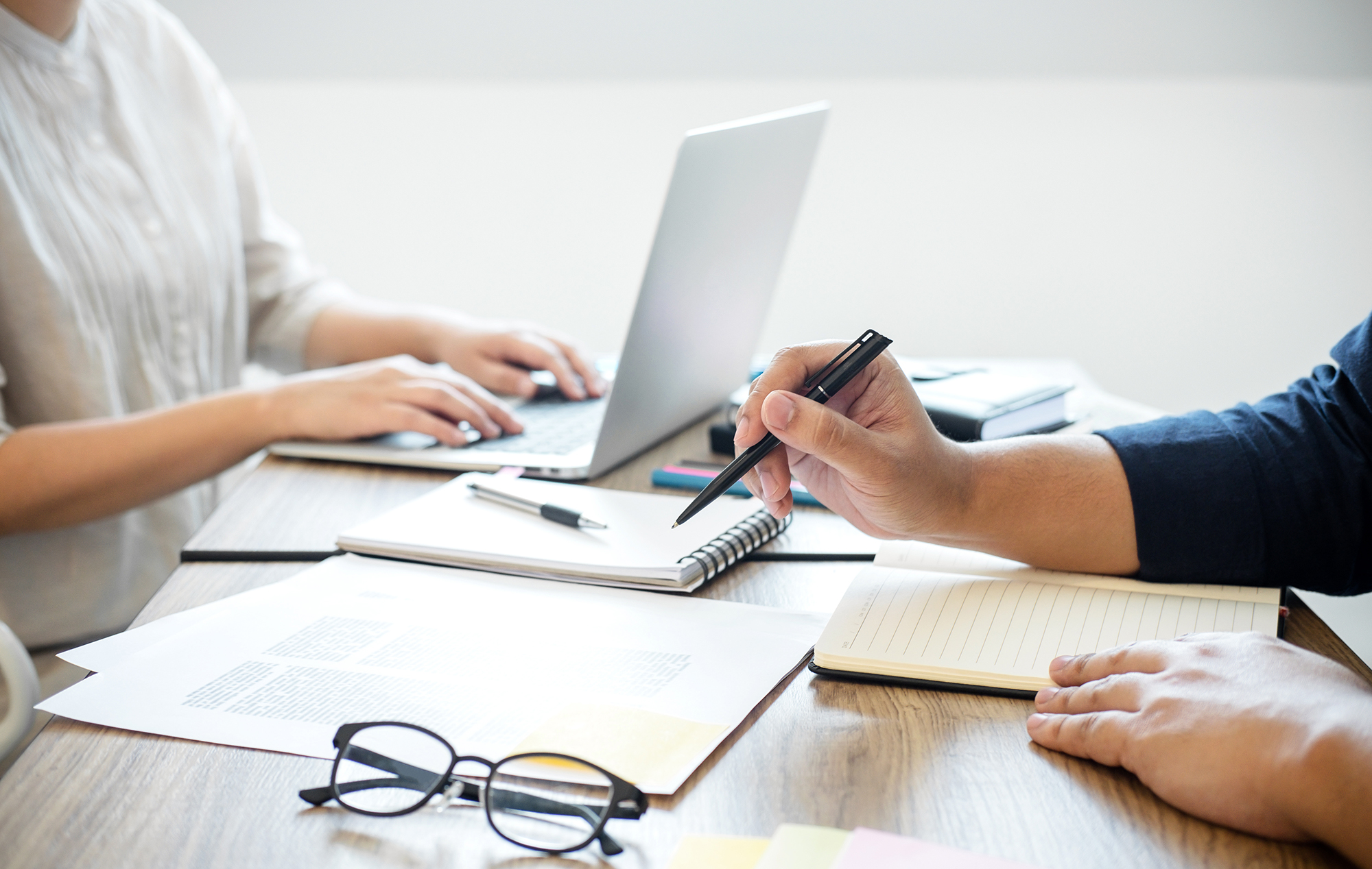 Working with documents on a desk