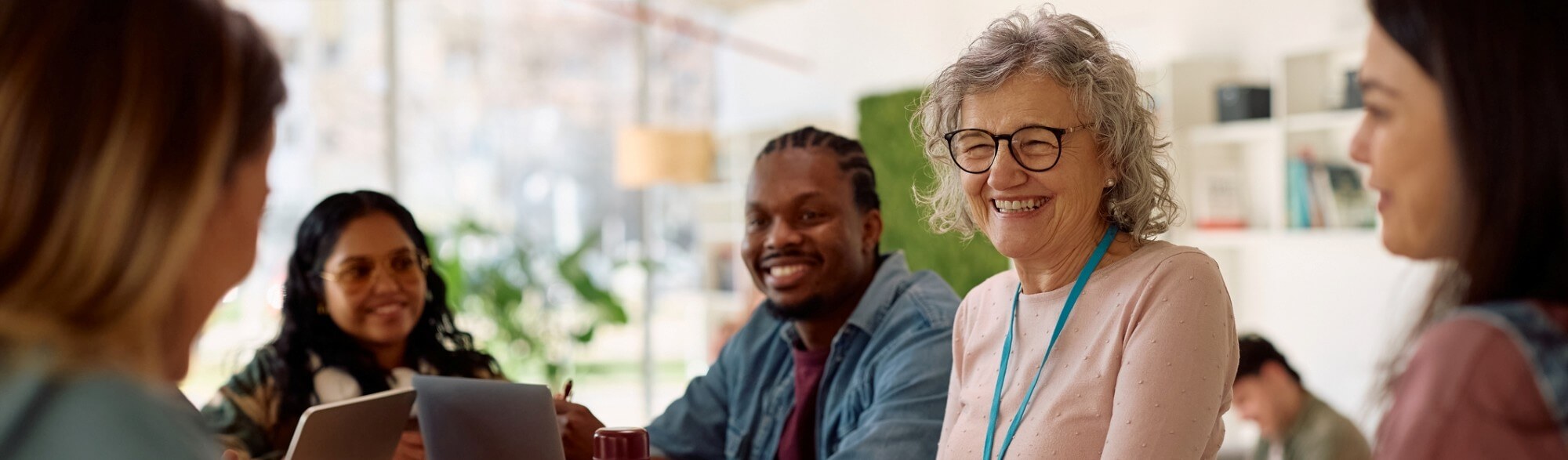 Teacher and students in discussion