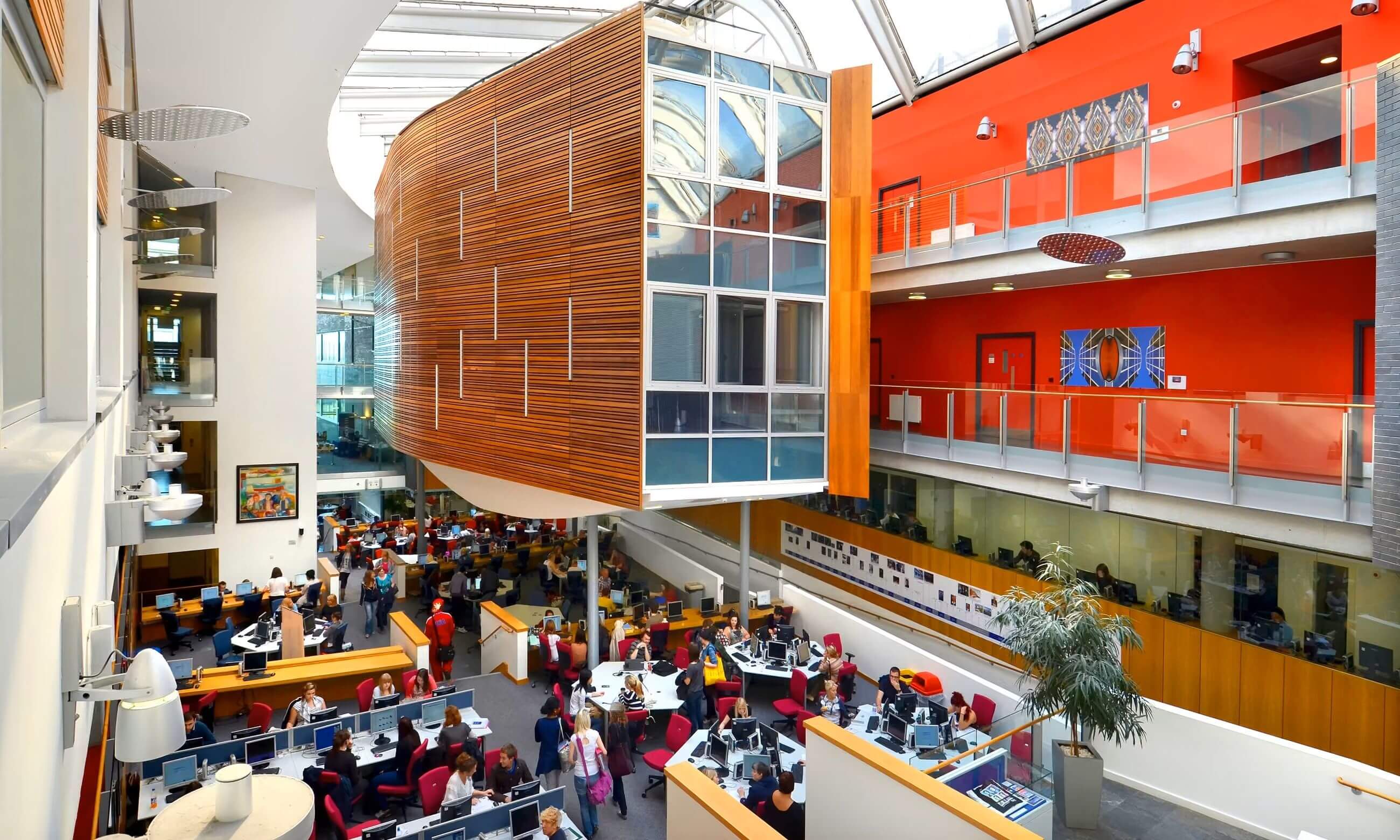 Inside one of the buildings at Queen Margaret University Edinburgh
